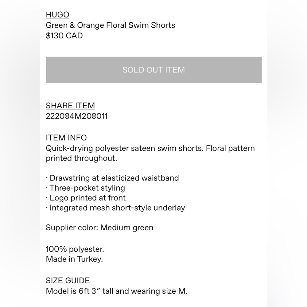 ** SOLD **HUGO Men's Size L Swim Shorts - Picture 4 of 9